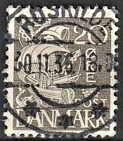 FRIMÆRKER DANMARK | 1933 - AFA 204 - Karavel 20 øre grå Type I - Lux Stemplet Roskilde